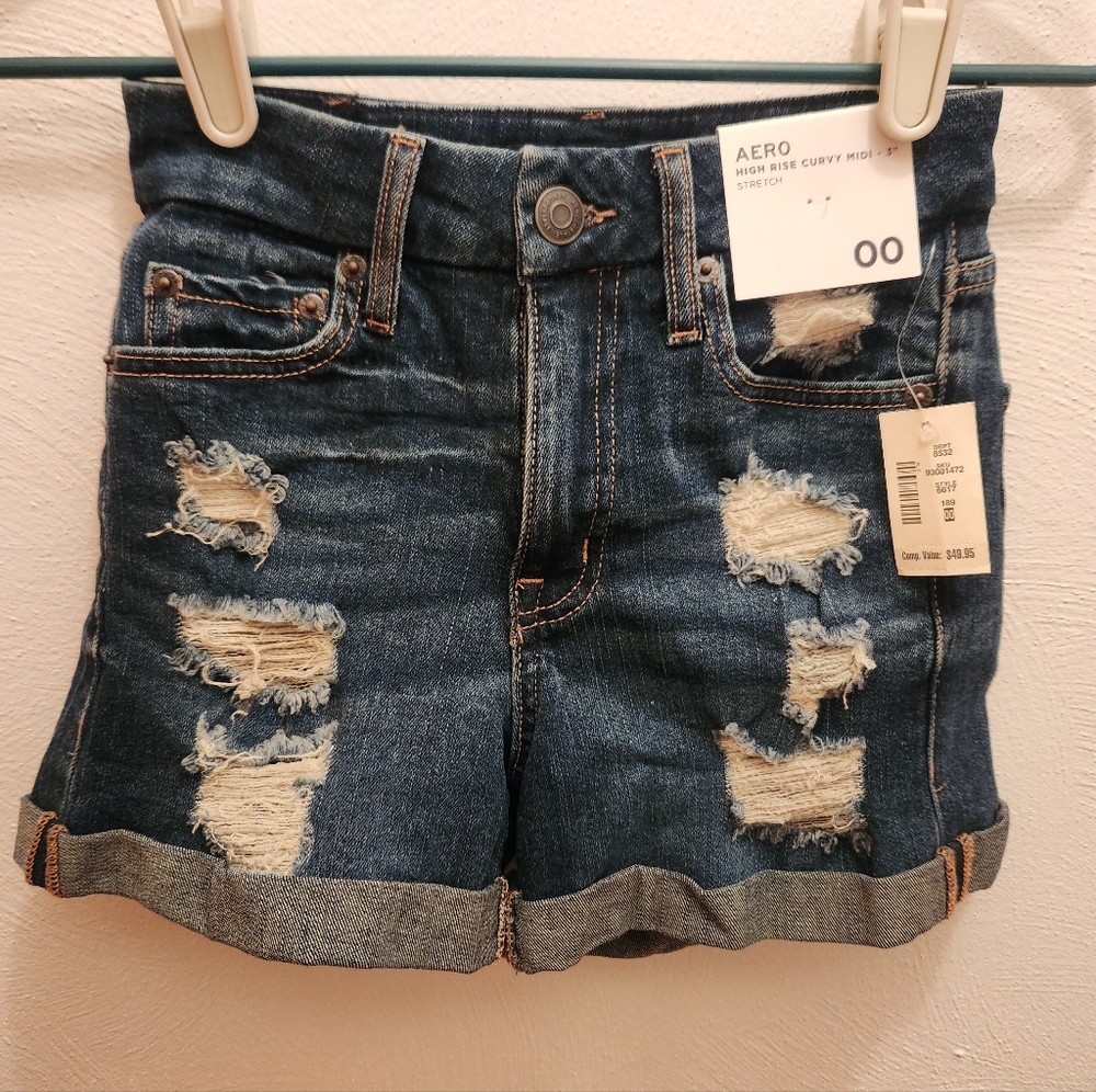 NEW Aeropostale Ripped Jean Shorts Size 00